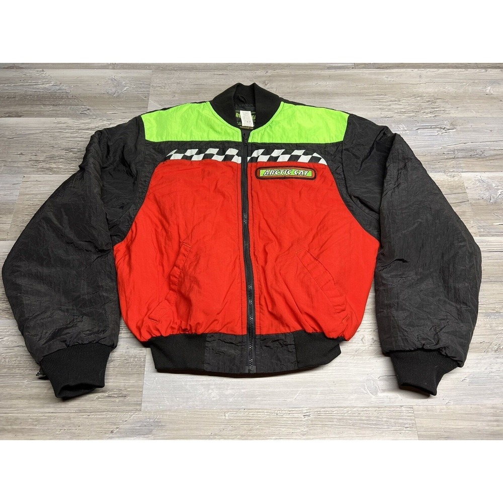 Arctic Cat Youth Snowmobile Jacket Coat Sno Pro Red Green Black Sz C-16 Vintage